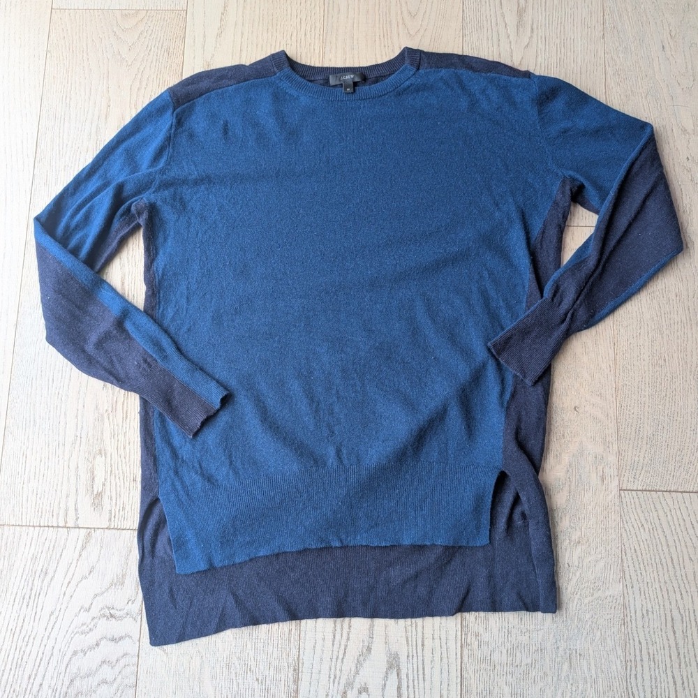 J Crew Two Tone Blue Wool Blend Crew‎ Neck Sweater M